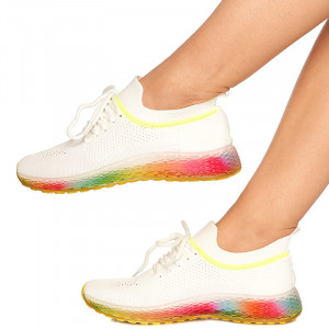 Pantofi sport Cecilia alb cu verde