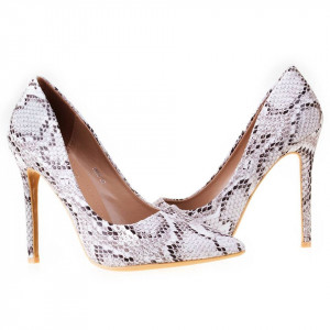 Pantofi stiletto cu toc inalt snake Antonia bej