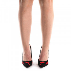 Pantofi stiletto din velur Amalia lips rosu