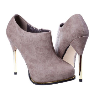 Botine din velur cu toc metalic Miriam