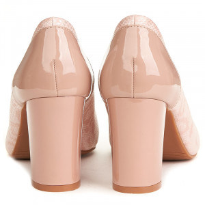 Pantofi office cu toc gros comod Adria nude