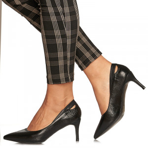 Pantofi stiletto cu toc mediu Amalia negru