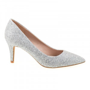 Pantofi stiletto eleganti cu toc mediu Marta argintiu