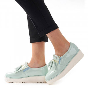 Sneakers din lac cu talpa inalta Melania verde
