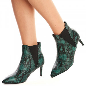 Botine cu toc mic Theresa verde