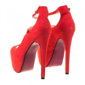 Pantofi cu platforma si toc inalt clubbing Giulia red