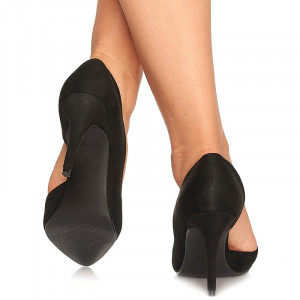 Pantofi cu toc mediu stiletto din velur Amalia negru