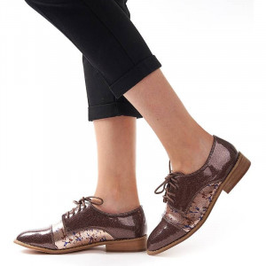Pantofi office cu interior din piele naturala Alejandra bronzo