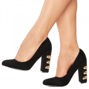 Pantofi stiletto cu toc gros din velur Giuseppina negru