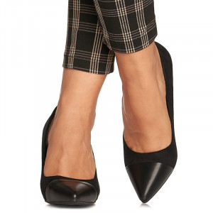 Pantofi stiletto cu toc mediu din velur Alicia negru