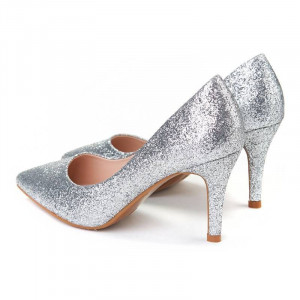 Pantofi stiletto cu toc mic din material deosebit Camelia