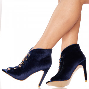 Botine cu toc peep toe Alexa blu