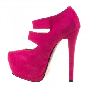 Pantofi cu platforma din velur Amalia roz