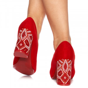 Pantofi cu toc inalt din velur Grazia rosu