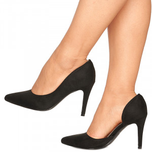 Pantofi cu toc mediu stiletto din velur Amalia negru