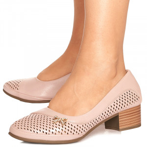 Pantofi cu toc mic Maria roz
