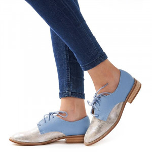 Pantofi office cu interior din piele naturala Rosalia argento