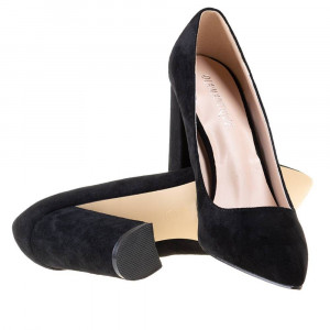 Pantofi office cu toc gros din velur Salma blk