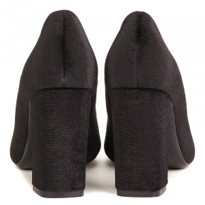 Pantofi office cu toc mediu gros din velur Paris negru