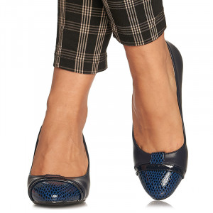 Pantofi office cu toc mediu gros Emilia bleumarin