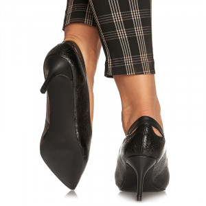 Pantofi stiletto cu toc mediu Amalia negru