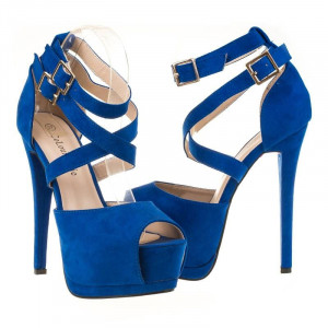 Sandale cu platforma din velur clubbing Blue