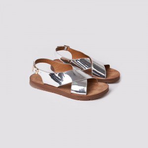 Sandale dama, casual, Argintiu