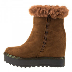 Botine cu platforma chic din velur cu blana Rita