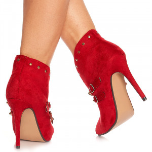 Botine cu toc Alais rosu