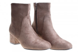 Botine cu toc office velur Amalia khaki