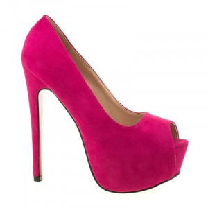 Pantofi cu platforma din velur Angie roz