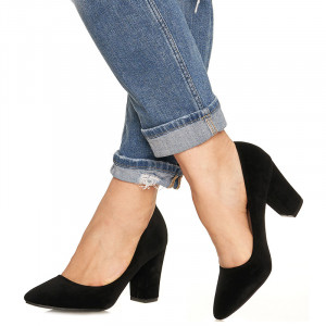 Pantofi cu toc gros din velur Camilia