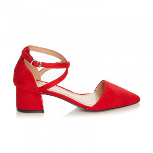 Pantofi cu toc mic gros Ambrosine rosu