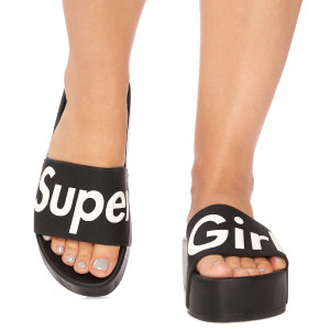 Saboti cu talpa inalta sport rich Super girl negru