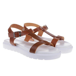 Sandale sport din piele naturala Dunya maro