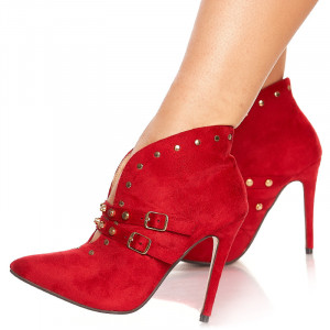 Botine cu toc Alais rosu