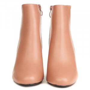 Botine cu toc mediu din piele ecologica Camilia roz