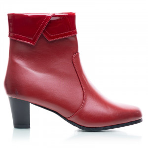 Botine dama cu toc mediu Leticia rosu bordo