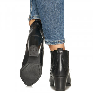 Botine dama din piele naturala cu toc Noela negru