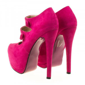 Pantofi cu platforma din velur Amalia roz