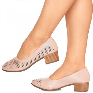 Pantofi cu toc mic Maria roz