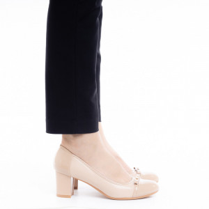 Pantofi dama office cu toc mic Daria nude