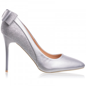 Pantofi dama stiletto cu toc Inalt Julia argintiu