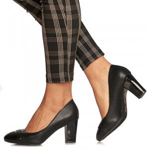 Pantofi office cu toc mediu gros Emilia negru