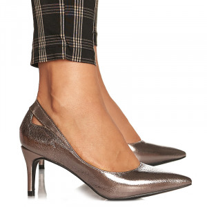 Pantofi stiletto cu toc mediu Amalia gri