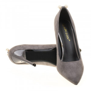 Pantofi stiletto din velur Alma gri