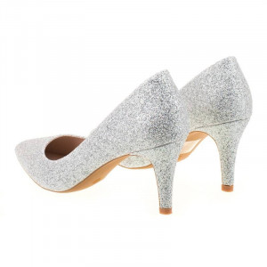 Pantofi stiletto eleganti cu toc mediu Marta argintiu