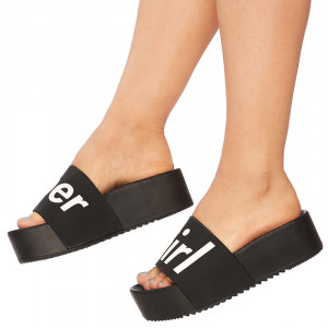 Saboti cu talpa inalta sport rich Super girl negru
