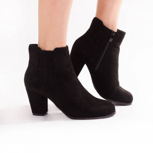 Botine cu toc din velur Marta blk
