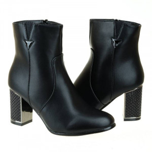 Botine cu toc gros office Timeea negru